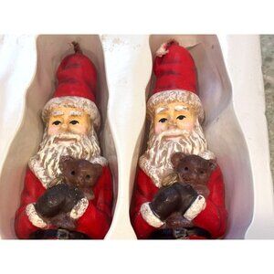 Robert Alan Santa Claus Candle Sticks 10"Set Christmas Taper Orginal Box Vtg 90s